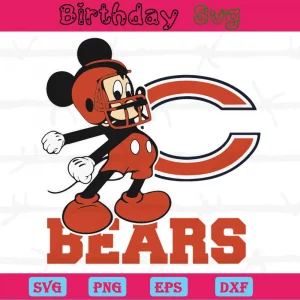 Mickey Mouse Chicago Bears Football Team, Svg Designs