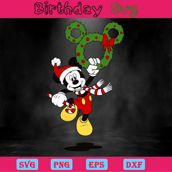 Mickey Mouse Christmas, Svg Png Dxf Eps Cricut Silhouette Invert
