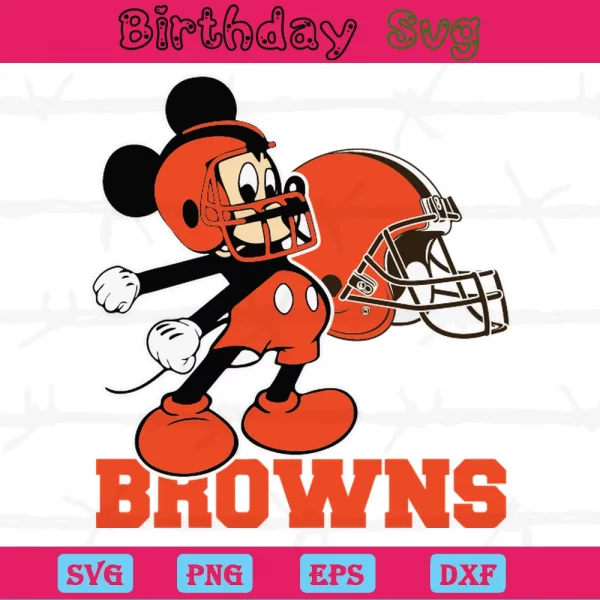 Mickey Mouse Cleveland Browns Football Team, Svg Files