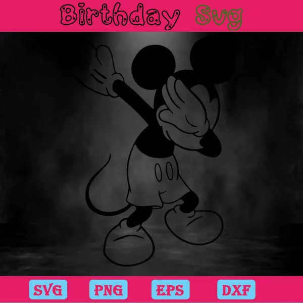 Mickey Mouse Clipart Black And White, Svg Png Dxf Eps Cricut Invert