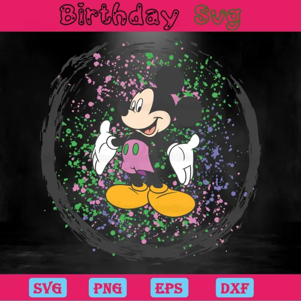 Mickey Mouse Cute Mardi Gras Clipart, Premium Svg Files Invert