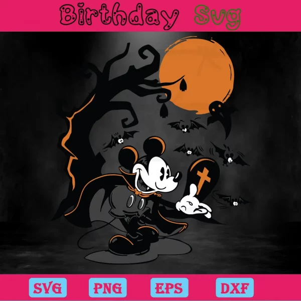 Mickey Mouse Halloween, Svg Png Dxf Eps Digital Download Invert