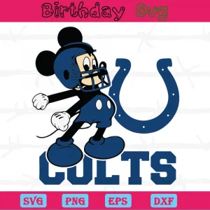 Mickey Mouse Indianapolis Colts Football Team, Vector Illustrations