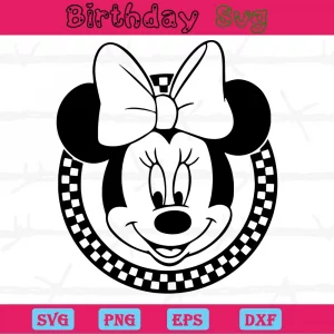 Minnie Mouse Clipart Black And White, Layered Svg Files
