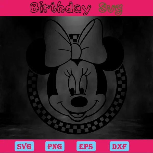 Minnie Mouse Clipart Black And White, Layered Svg Files Invert