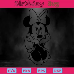 Minnie Mouse Silhouette, Svg Png Dxf Eps Digital Files Invert