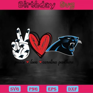 Peace Love Carolina Panthers, Svg Png Dxf Eps Cricut Invert