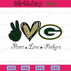 Peace Love Green Bay Packers, Svg Png Dxf Eps Designs Download