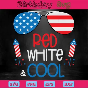 Red White And Cool 4Th Of July Clipart Images, Svg Files Invert