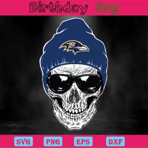 Skull Baltimore Ravens Png, Digital Files Invert