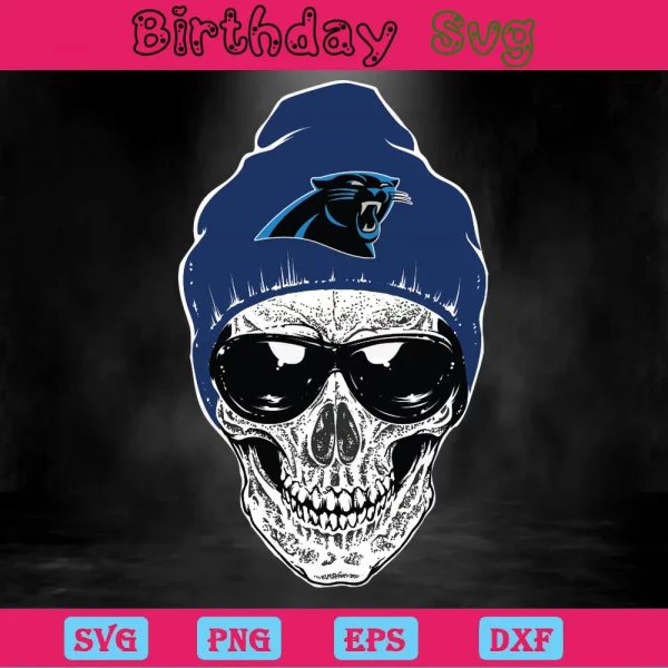 Skull Carolina Panthers Clipart, Scalable Vector Graphics Invert