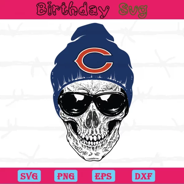 Skull Chicago Bears Logo, Svg Png Dxf Eps