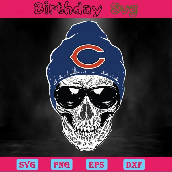 Skull Chicago Bears Logo, Svg Png Dxf Eps Invert