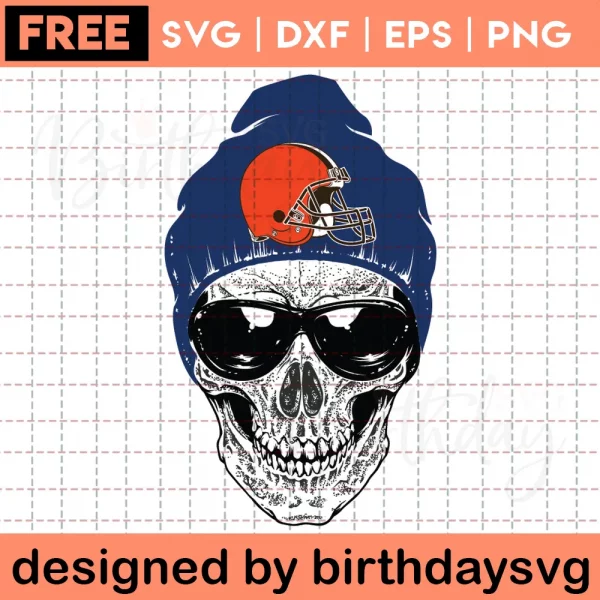 Skull Cleveland Browns Clipart Free, Svg Cut Files
