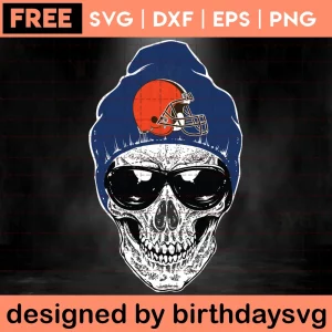 Skull Cleveland Browns Clipart Free, Svg Cut Files Invert