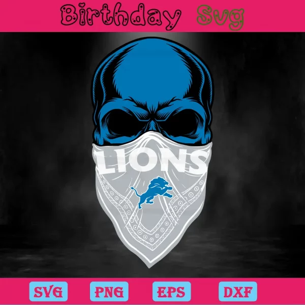 Skull Detroit Lions Svg Image Invert
