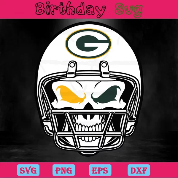 Skull Green Bay Packers Helmet Svg Invert