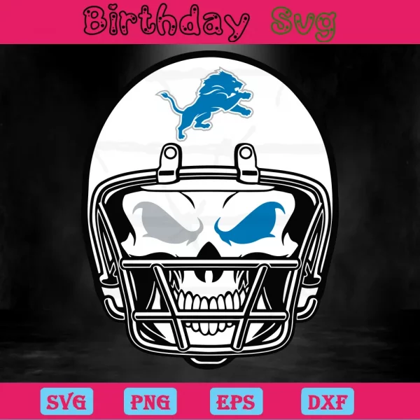 Skull Helmet Detroit Lions Logo Clipart, Vector Svg