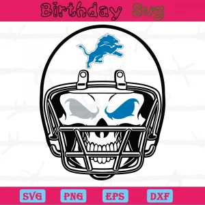 Skull Helmet Detroit Lions Logo Clipart, Vector Svg Invert