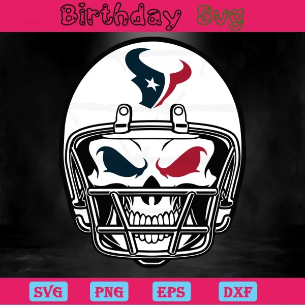 Skull Helmet Houston Texans Logo Clipart, Premium Svg Files Invert