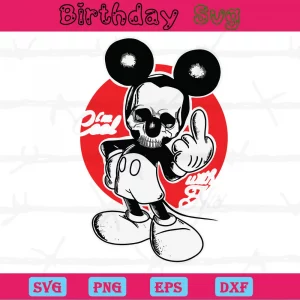 Skull Mickey Mouse Halloween Clipart, Svg Png Dxf Eps