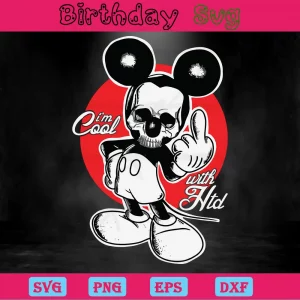 Skull Mickey Mouse Halloween Clipart, Svg Png Dxf Eps Invert