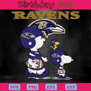 Snoopy The Peanuts Baltimore Ravens Svg File Invert