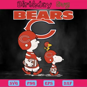 Snoopy The Peanuts Chicago Bears, Premium Svg Files Invert