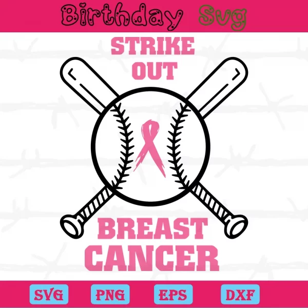 Strike Out Breast Cancer, Svg Png Dxf Eps Designs Download Invert