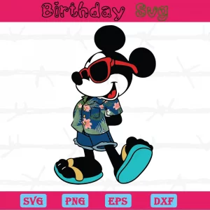 Summer Clipart Of Mickey Mouse, Svg Png Dxf Eps Digital Download