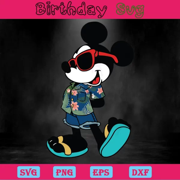 Summer Clipart Of Mickey Mouse, Svg Png Dxf Eps Digital Download Invert