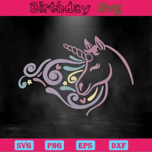 Unicorn Head Clipart, Svg Png Dxf Eps