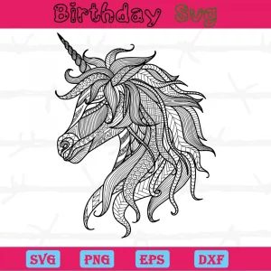 Unicorn Zentangle, Svg Files For Crafting And Diy Projects