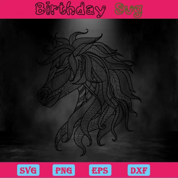 Unicorn Zentangle, Svg Files For Crafting And Diy Projects Invert