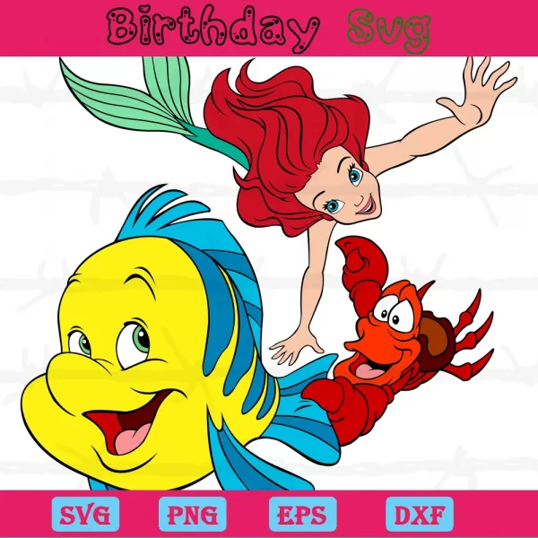 Ariel And Flounder Clipart, Layered Svg Files
