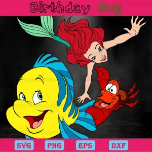 Ariel And Flounder Clipart, Layered Svg Files Invert