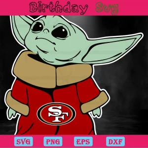 Baby Yoda San Francisco 49Er Svg Invert