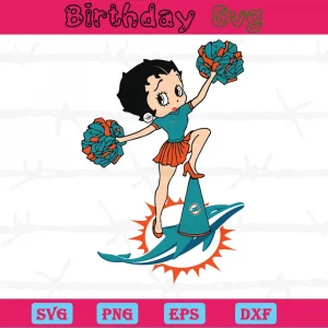 Betty Boop Miami Dolphins Football Team, Svg Files