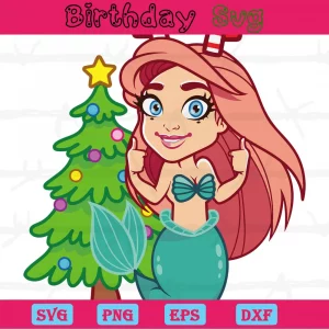 Clipart Ariel With Christmas Tree, Svg File Formats