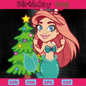Clipart Ariel With Christmas Tree, Svg File Formats Invert