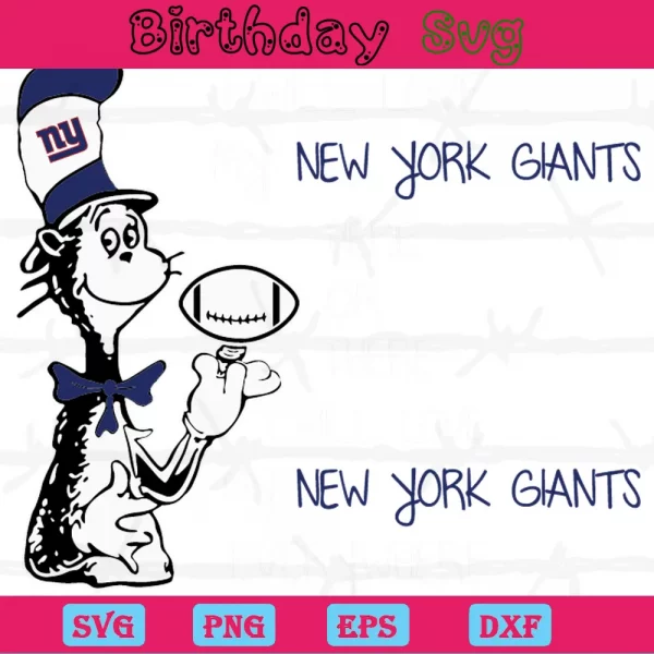 Dr Seuss New York Giants Png, Digital Files Invert