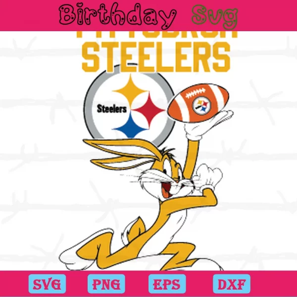 Football Bunny Logo Clipart Pittsburgh Steelers, Graphic Design Invert