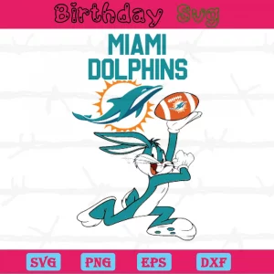 Football Bunny Miami Dolphins Png Logo Invert