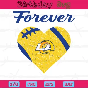 Forever Los Angeles Rams Heart Diamond, Cuttable Svg Files Invert