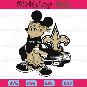 Gangster Mickey Mouse New Orleans Saints Clipart, Digital Files