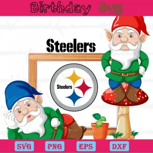 Gnome With Pittsburgh Steelers Clipart, Cutting File Svg Invert
