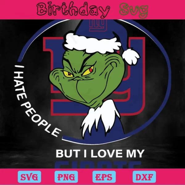 Grinch I Hate People But I Love My New York Giants, Svg Designs Invert