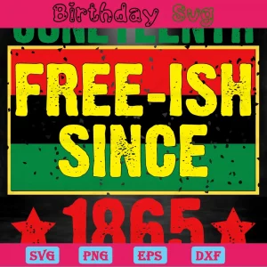 Juneteenth Free Ish Since 1865, High-Quality Svg Files Invert