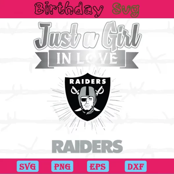 Just A Girl In Love With Her Las Vegas Raiders, Svg Files Invert
