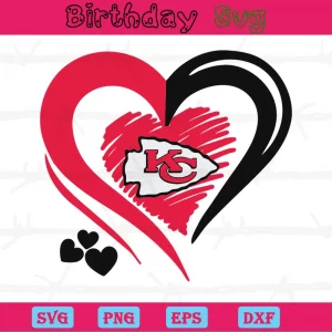 Kansas City Chiefs Heart, Svg Png Dxf Eps